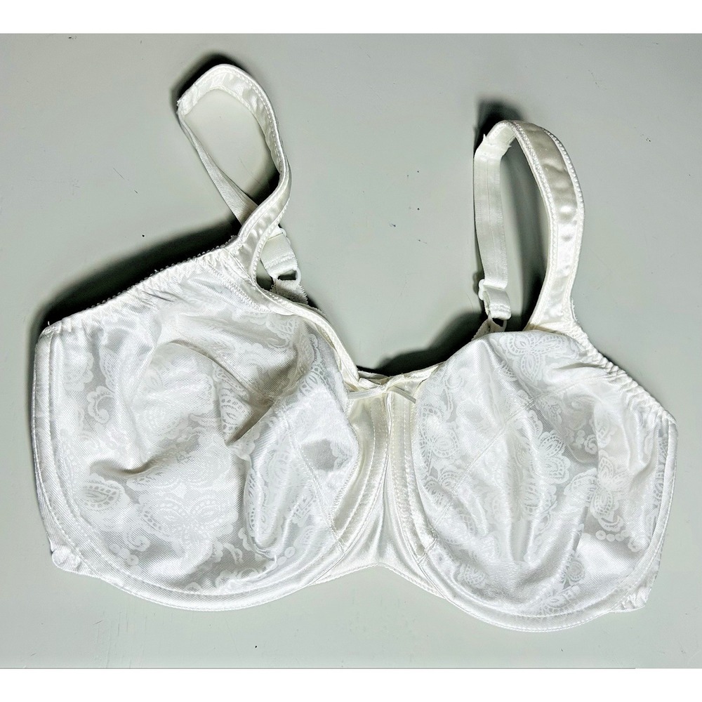 Bali 3562 Ivory Satin Full Figure Minimizer Bra Unlined 90s Soft‎ Cup 36DD